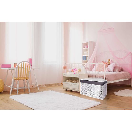 Cufăr din răchită 76x46x46 cm - 160L - alb-gri