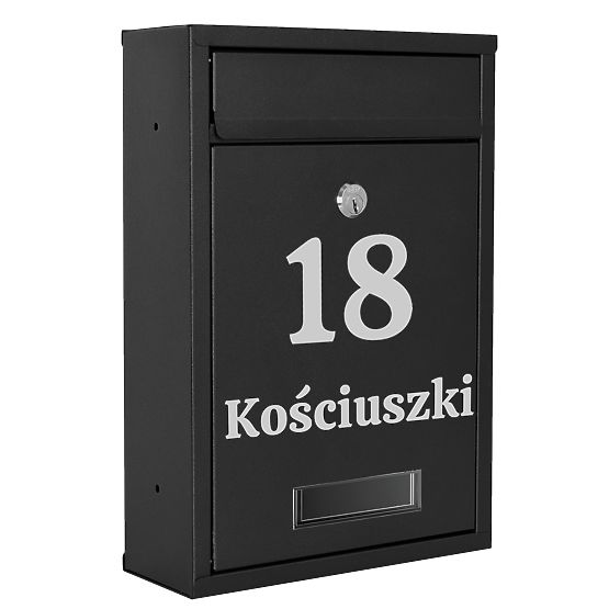 Cutie poștală pentru scrisori Gustav neagră cu inscripții