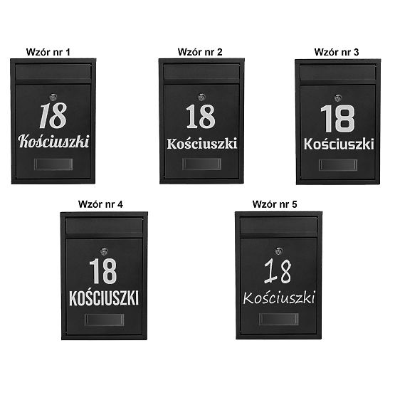 Cutie poștală pentru scrisori Gustav neagră cu inscripții