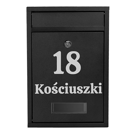 Cutie poștală pentru scrisori Gustav neagră cu inscripții