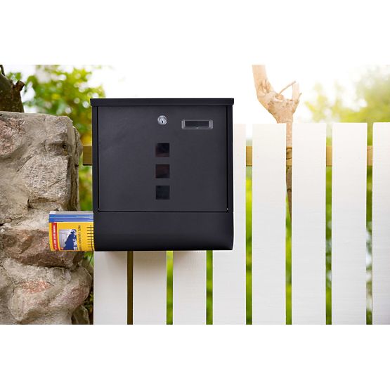 Cutie poștală pentru scrisori Hans cu suport pentru ziare negru