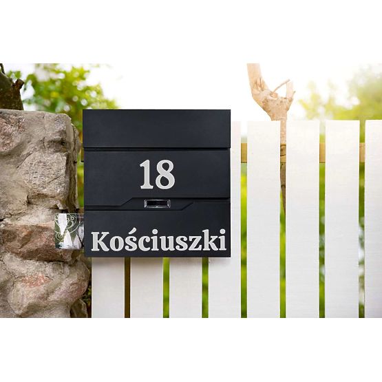 Cutie poștală pentru scrisori Vidar neagră cu inscripții