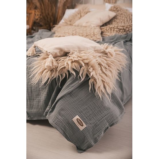 Cuvertură de pat muselină 210x240 gri închis