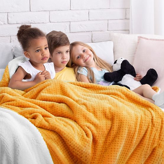 Cuvertură SHLEEPY portocalie cu model jacquard stil clasic 170x210