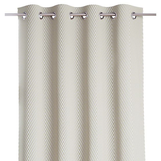 Draperie CLEAR culoare cappuccino cu motiv imprimat stil boho clasic cu inele metalice argintii