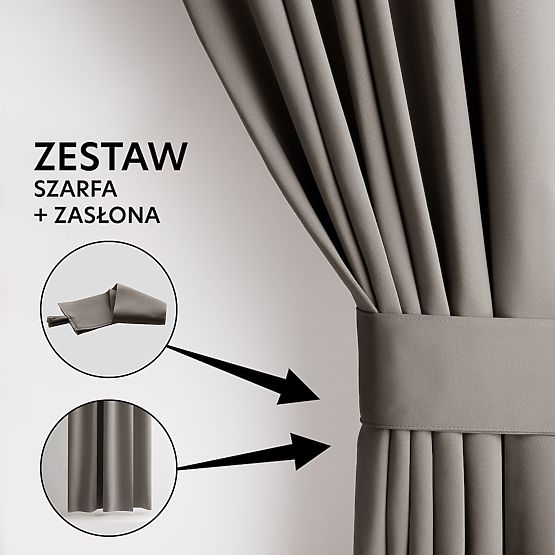 Draperie RESTILO BLACKOUT culoare bej, șerpa pentru prindere, stil clasic, bandă, material blackout 