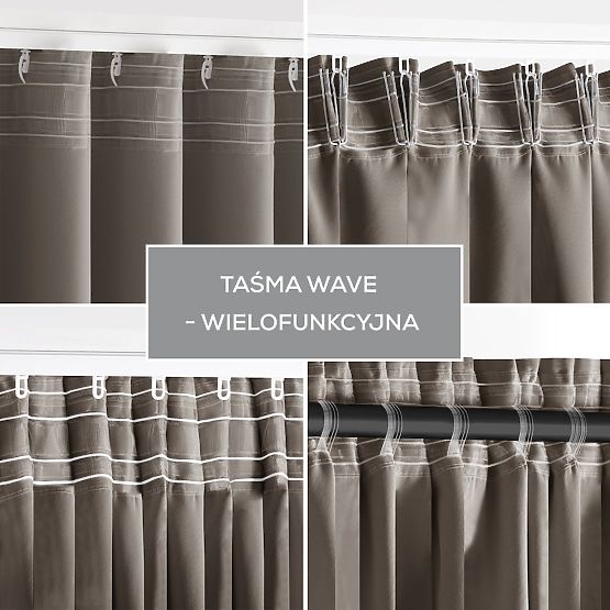 Draperie RESTILO BLACKOUT culoare bej, șerpa pentru prindere, stil clasic, bandă, material blackout 