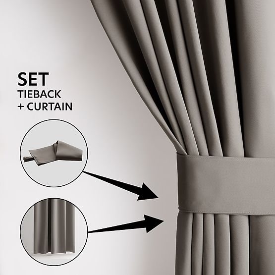 Draperie RESTILO BLACKOUT culoare bej, șerpa pentru prindere, stil clasic, bandă, material blackout 