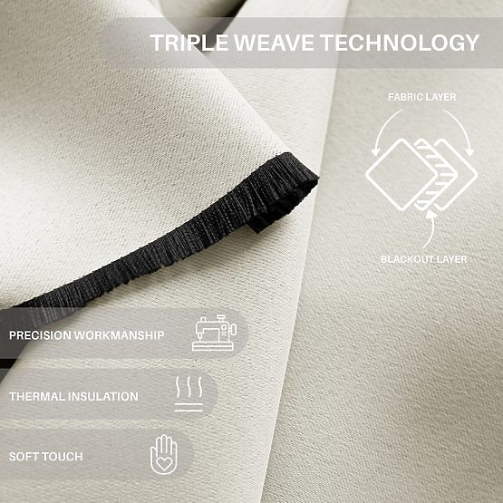 Draperie RESTILO BLACKOUT culoare crem, stil clasic, inele argintii, material bl