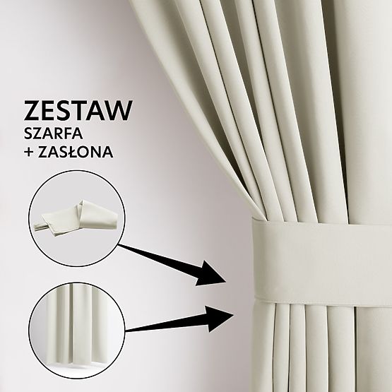 Draperie RESTILO BLACKOUT culoare crem, stil clasic, inele argintii, material bl