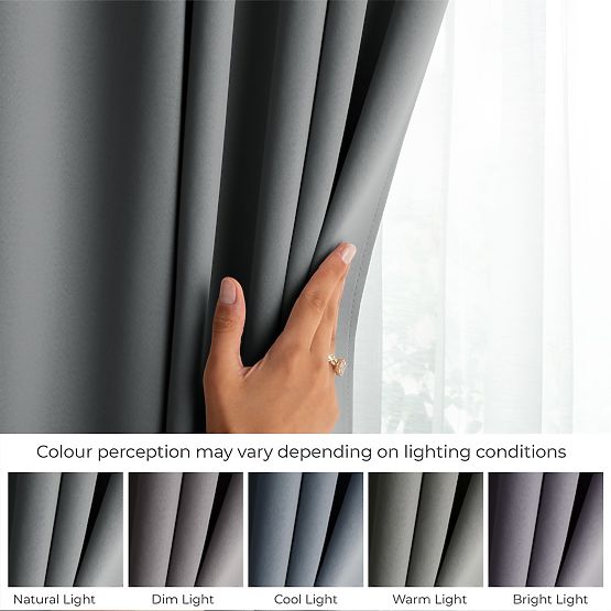 Draperie RESTILO BLACKOUT culoare gri, șerpa, stil clasic, inele argintii, material blackout