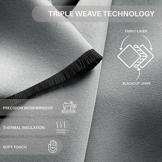 Draperie RESTILO BLACKOUT culoare gri, șerpa, stil clasic, inele argintii, material blackout