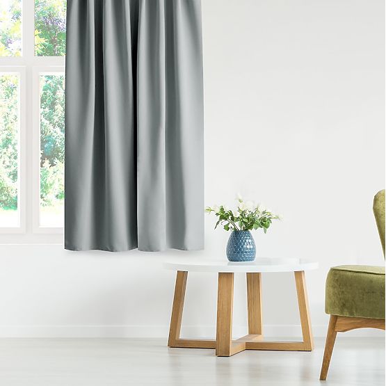 Draperie RESTILO BLACKOUT culoare gri, șerpa, stil clasic, inele argintii, material blackout
