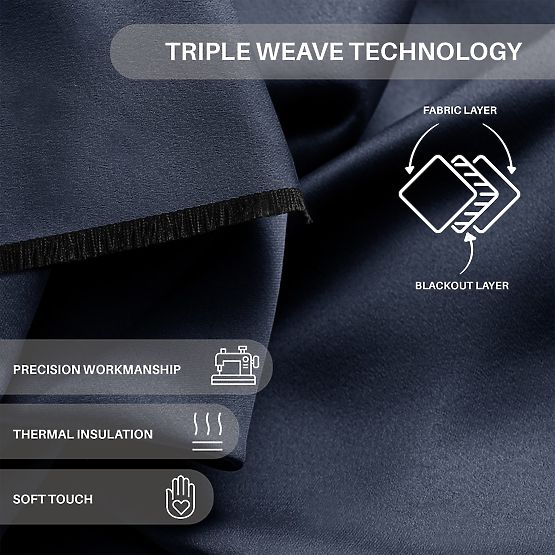 Draperie RESTILO BLACKOUT culoare indigo cu panglică clasică stil ochiuri argintii material bla