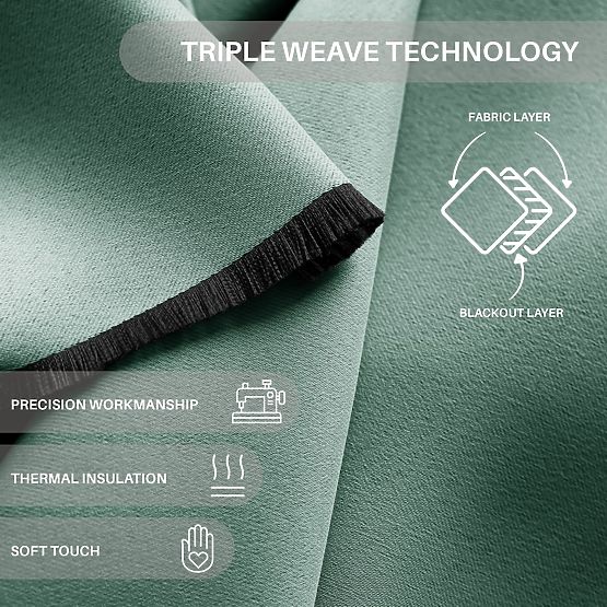 Draperie RESTILO BLACKOUT culoare mentă, gaică, stil clasic, inele argintii, material bl