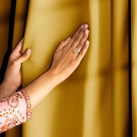 Draperie RESTILO BLACKOUT culoare muștar, stil clasic, inele argintii, material