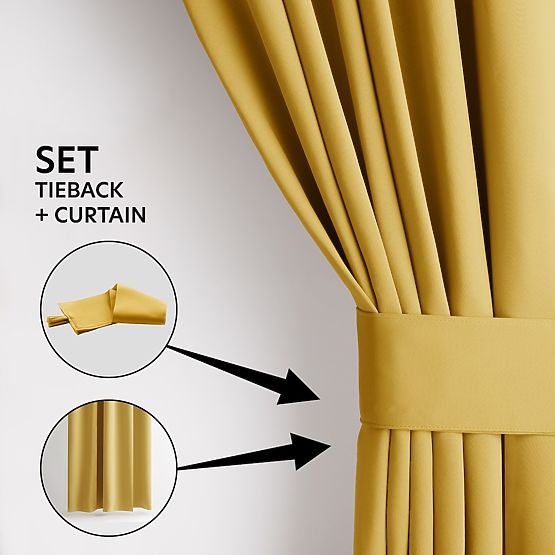 Draperie RESTILO BLACKOUT culoare muștar stil clasic inele argintii material