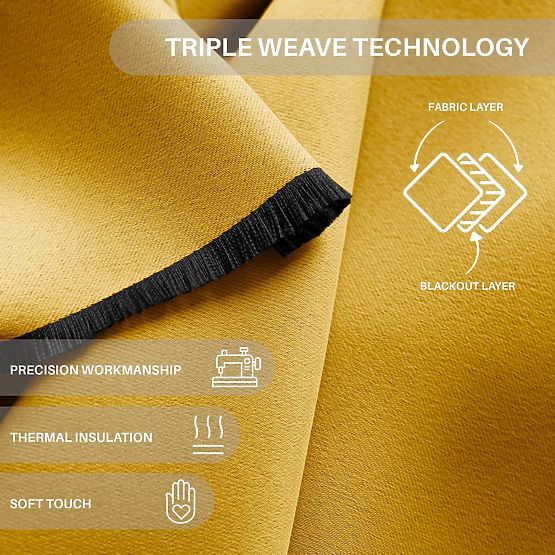 Draperie RESTILO BLACKOUT culoare muștar stil clasic inele argintii material