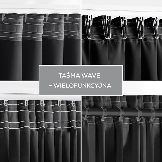 Draperie RESTILO BLACKOUT culoare negru șerpa stil clasic bandă material blackout 140x245