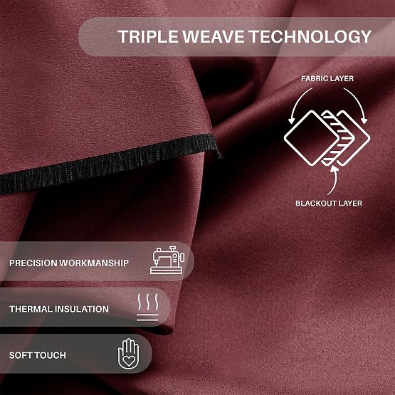 Draperie RESTILO BLACKOUT culoare roșie, șerpa de fixare, stil clasic, inele argintii, material b