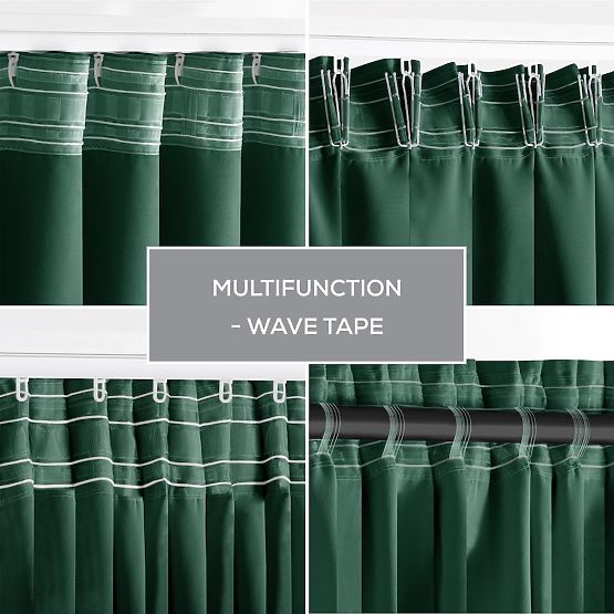 Draperie RESTILO BLACKOUT culoare verde sticlă, stil clasic, bandă multifuncțională, material black