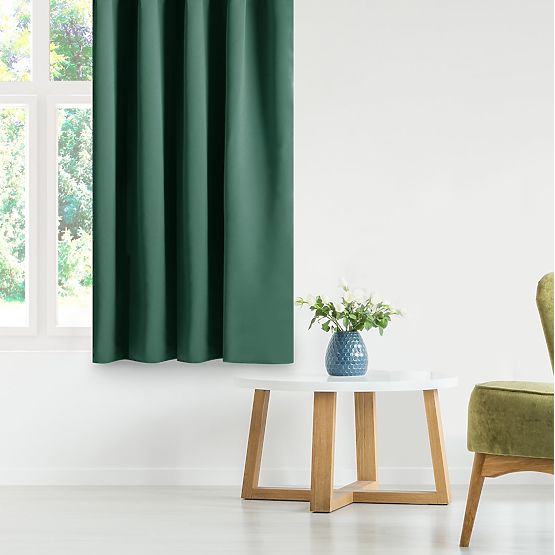Draperie RESTILO BLACKOUT culoare verde sticlă, stil clasic, inele argintii
