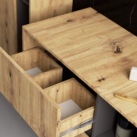 Dulap baie sub chiuvetă VAMI W90 2SZ 2P PK Stejar Artisan / Gri Grafit