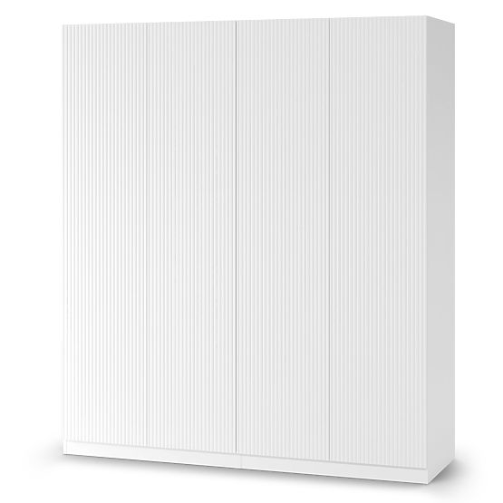 Dulap cu patru uși Neroli, caneluri simple, alb