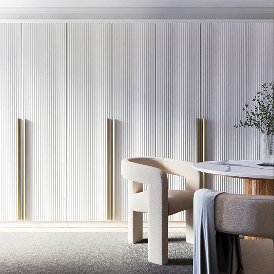 Dulap cu patru uși Neroli, caneluri simple, alb