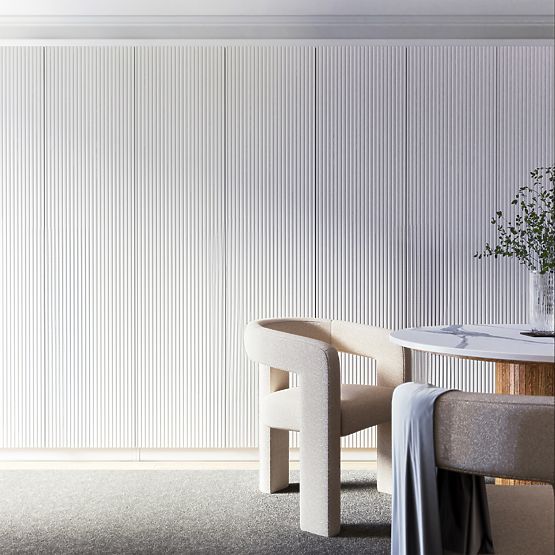 Dulap cu patru uși Neroli, caneluri simple, alb