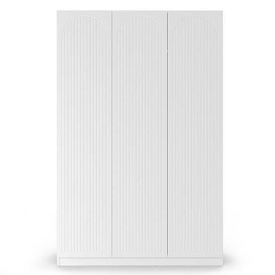 Dulap cu trei uși Neroli, caneluri arcuite, alb