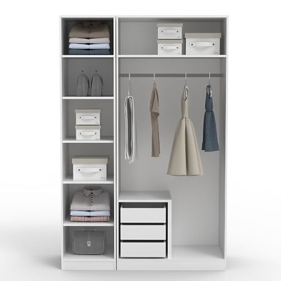 Dulap cu trei uși Neroli, panou arcuit, alb