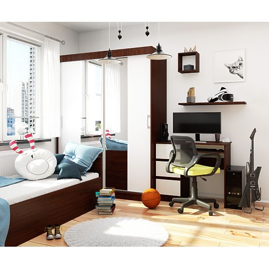 DULAP CU UȘI GLISANTE 150cm CLP WENGE / ALB