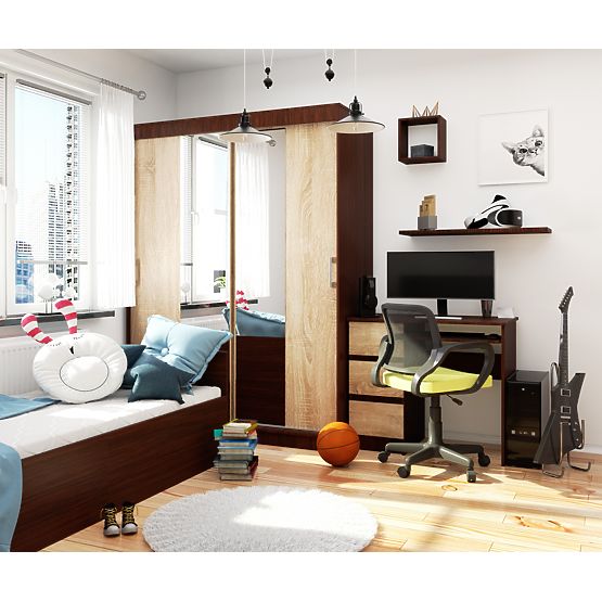 DULAP CU UȘI GLISANTE 150cm CLP WENGE / SONOMA