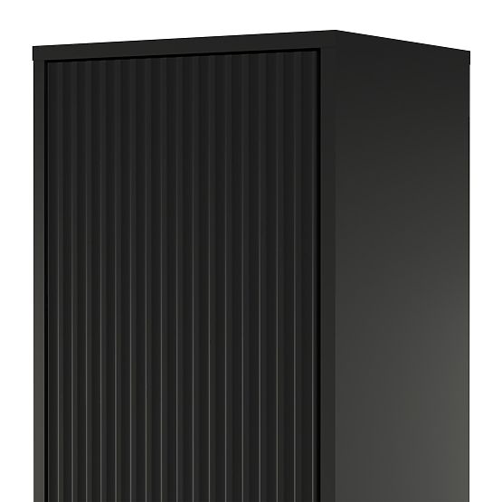 Dulap de baie coloană Avila, canelat, mâner auriu, negru