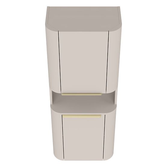 Dulap de baie, coloană Bassa cashmere, mânere aurii, rotunjit