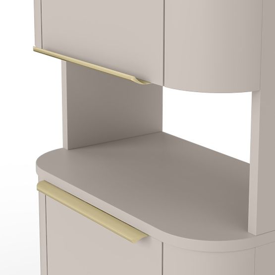 Dulap de baie, coloană Bassa cashmere, mânere aurii, rotunjit