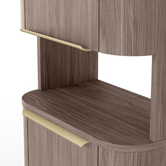 Dulap de baie, coloană Bassa nuc lincoln, mânere aurii, rotunjit