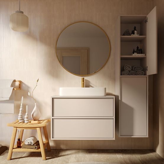 Dulap de baie, coloană Mossy, cașmir