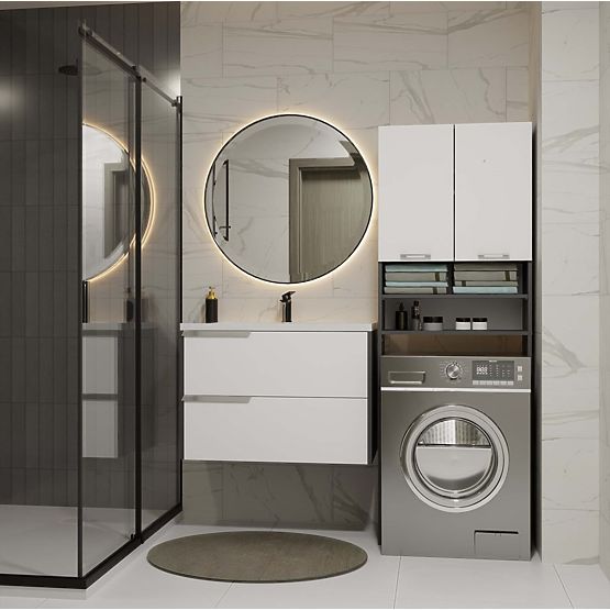 Dulap de Baie deasupra Mașinii de Spălat POLA DK ANTRACIT ALB Raft Coloană 180X64X30