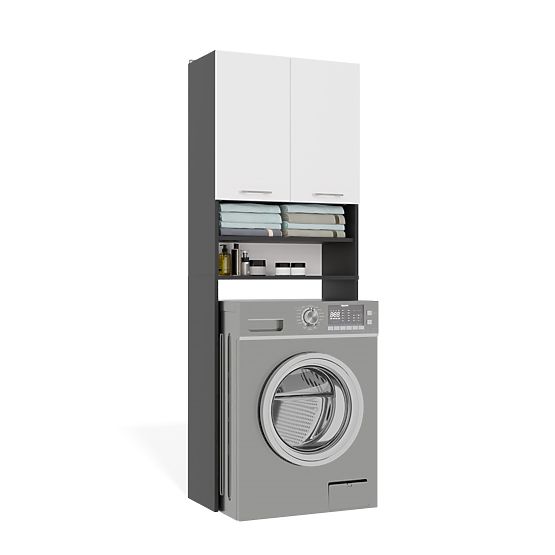 Dulap de Baie deasupra Mașinii de Spălat POLA DK ANTRACIT ALB Raft Coloană 180X64X30