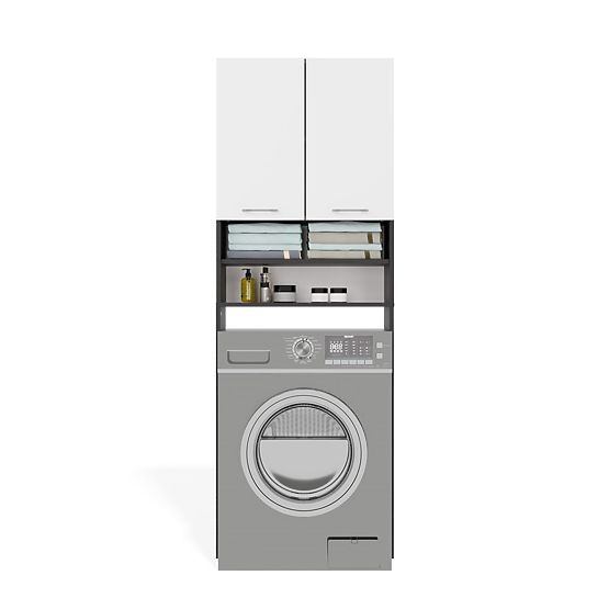 Dulap de Baie deasupra Mașinii de Spălat POLA DK ANTRACIT ALB Raft Coloană 180X64X30