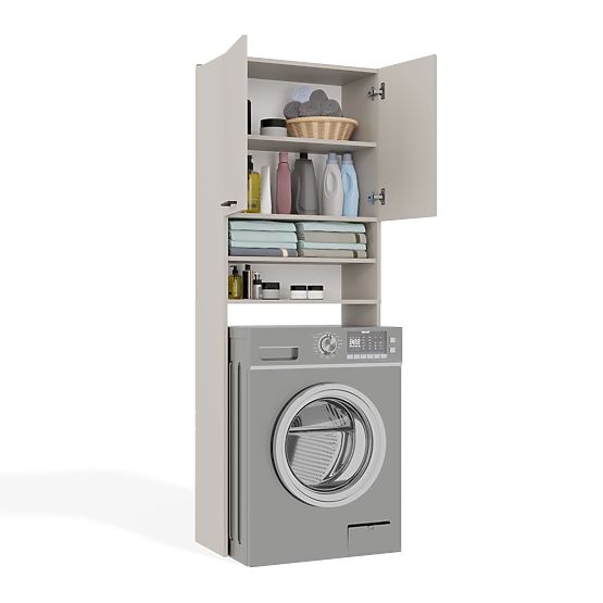 Dulap de baie deasupra mașinii de spălat POLA DK CASHMERE BEJ Raft Coloană 180X64X30