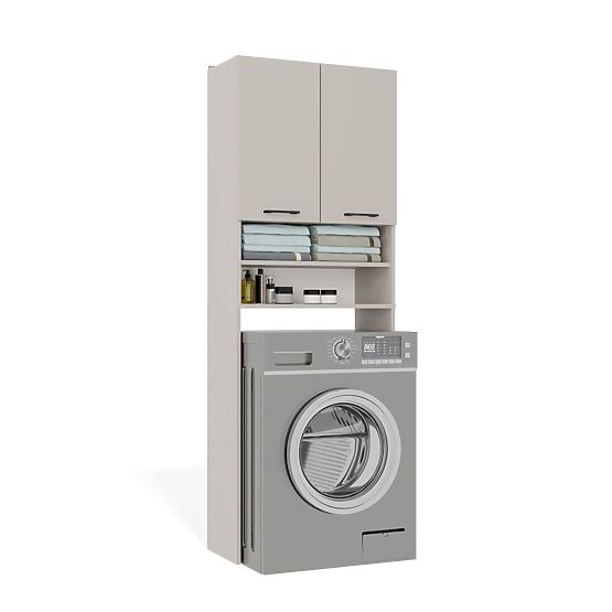 Dulap de baie deasupra mașinii de spălat POLA DK CASHMERE BEJ Raft Coloană 180X64X30