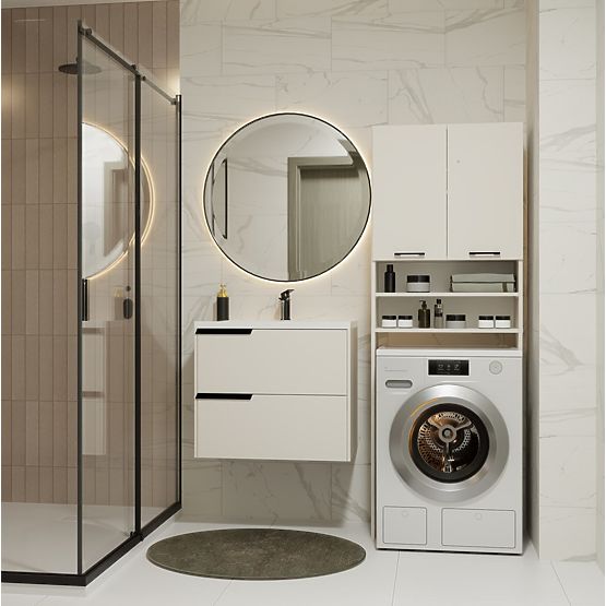 Dulap de baie deasupra mașinii de spălat POLA DK CASHMERE BEJ Raft Coloană 180X64X30