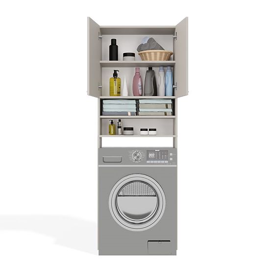 Dulap de baie deasupra mașinii de spălat POLA DK CASHMERE BEJ Raft Coloană 180X64X30