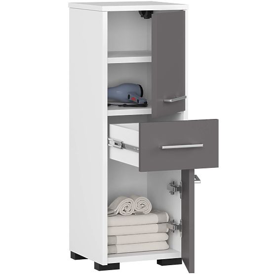 DULAP DE BAIE FIN COLOANĂ 30 2U 1S 85cm PK ALB / GRI