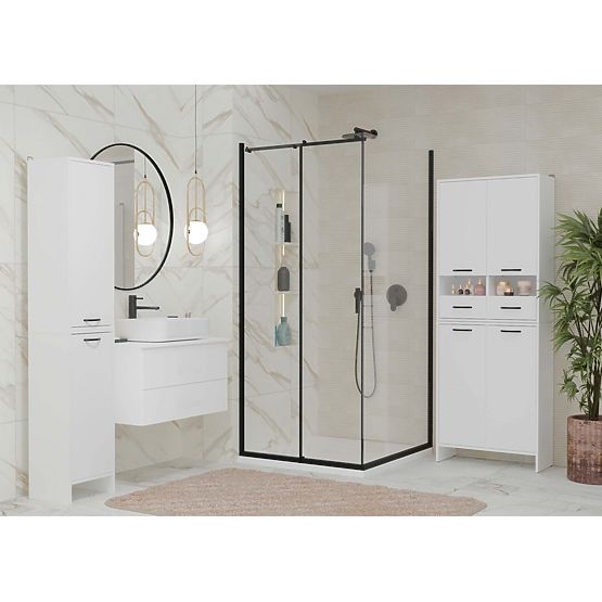 Dulap de baie NINA 1K ALB 1 Coș de rufe Raft Coloană pentru baie