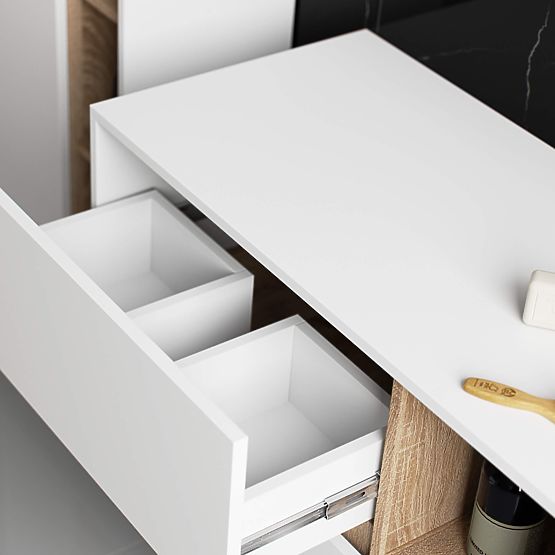 DULAP DE BAIE PENTRU LAVOAR VAMI W90 2SZ 2P PK ALB / STEJAR SONOMA