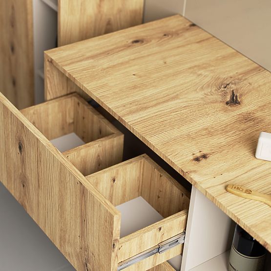 DULAP DE BAIE PENTRU LAVOAR VAMI W90 2SZ 2P PK STEJAR ARTISAN / CAȘMIR